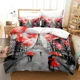 thumbnail image 1 of Eiffel Tower Duvet Cover Romantic Couple Flower Comforter Cover Microfiber France Paris Cityscape Bedding Set For Girl Teen Bed Sheets, 1 of 5