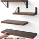 thumbnail image 1 of Estantes de pared BAYKA de madera rústica para dormitorio y sala de estar, juego de 4, 1 of 9