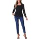 thumbnail image 2 of Tops de encaje para mujeres con cuello cuadrado, manga larga, elástico, elegante, blusa casual con peplum, talla S, negro, 2 of 6
