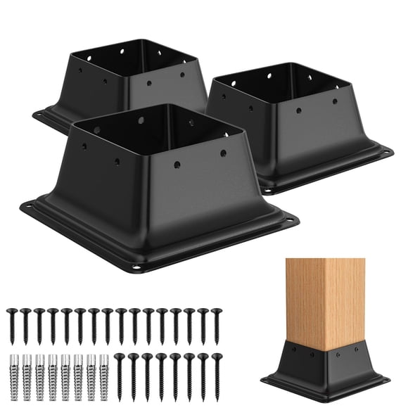 Soporte Base Para Poste 9 X 9 X 6 Cm Acero 3 Piezas Negro