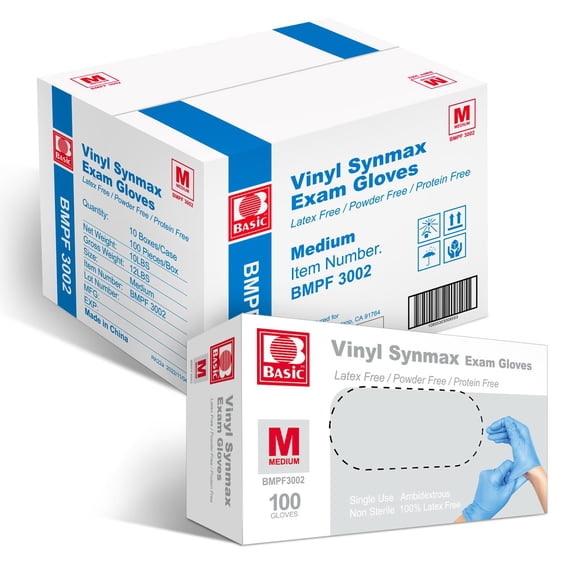 Guantes desechables Basic Medical Synmax Vinyl Medium, 1000 unidades