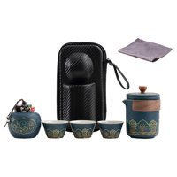 Magideal - Juego De Té De Cerámica Portátil Con Tazas, Bote Y Estuche De Almacenamiento, Tetera Tradicional China De Kung-Fu Para Viajes De Negocios Y Picnic.