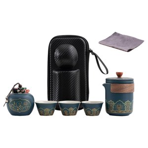 Magideal - Juego De Té De Cerámica Portátil Con Tazas, Bote Y Estuche De Almacenamiento, Tetera Tradicional China De Kung-Fu Para Viajes De Negocios Y Picnic.