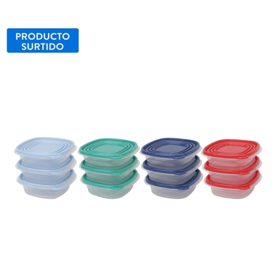 Set De Contenedor 670ml Cuadrado Plástico 3 Piezas, Color Surtido 1 Un Haus
