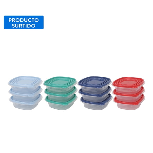 Set De Contenedor 670ML Cuadrado Plástico 3 Piezas, color surtido
