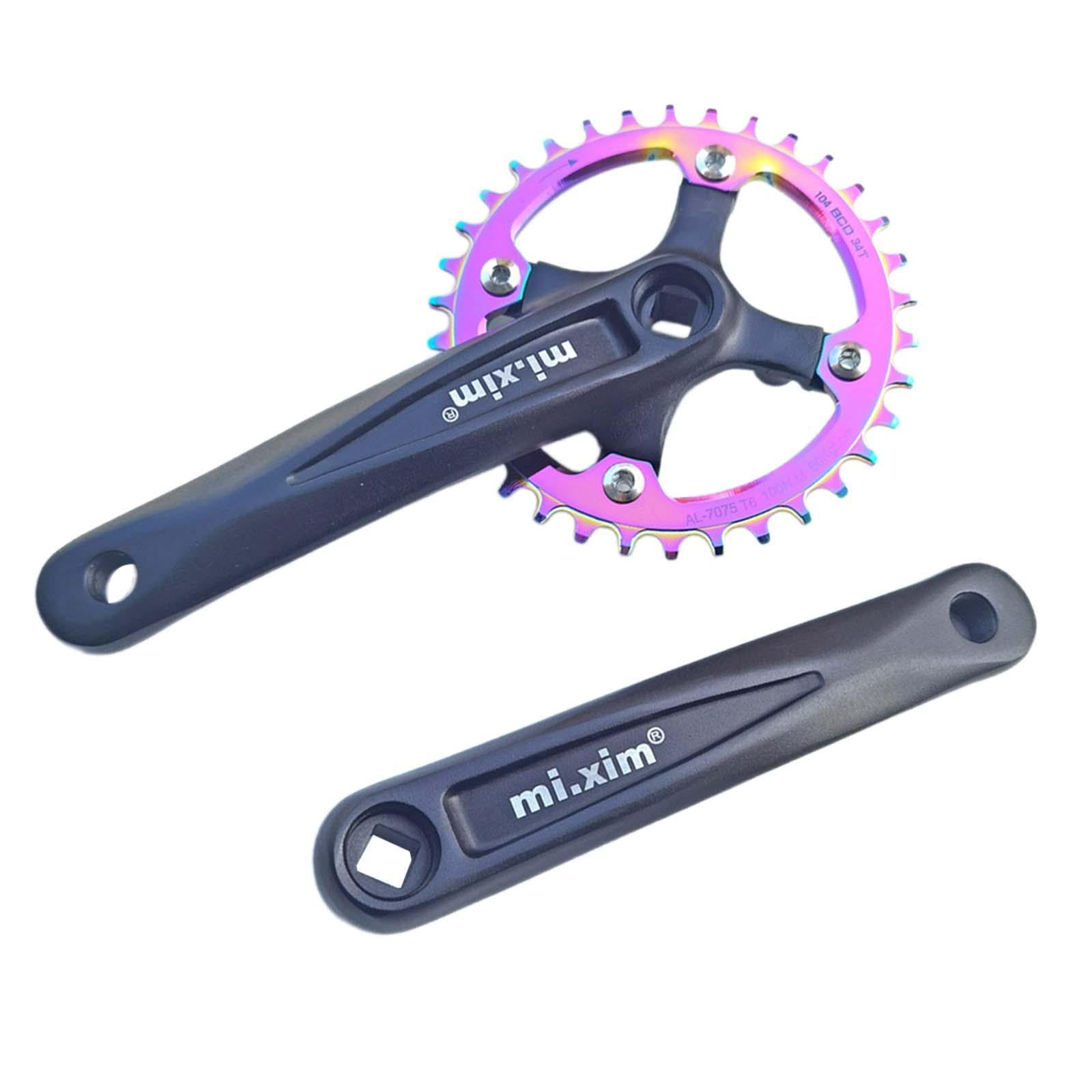 Magideal - Juego De Bielas De Una Sola Velocidad, Juego De Bielas Para Bicicletas De Montaña, 170 Mm, Con Piñón Estrecho, Ancho Y Plato Redondo De Repuesto (104 34t