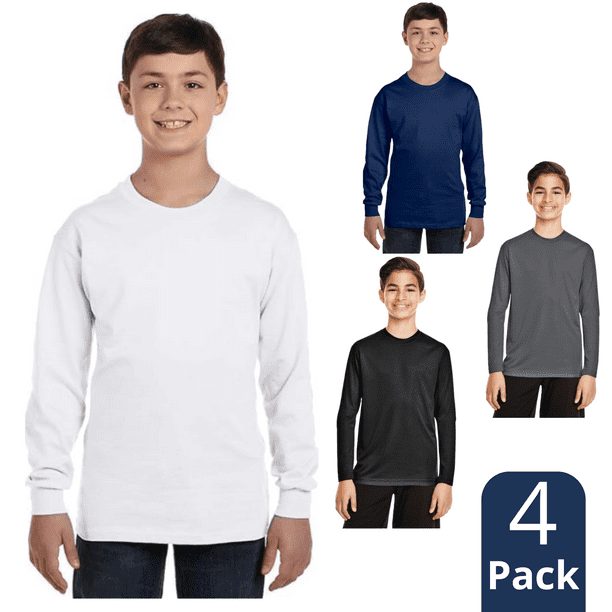Pack 4 Camiseta Bambú Manga Larga Primera Capa Niño Polera Colores Surtidos