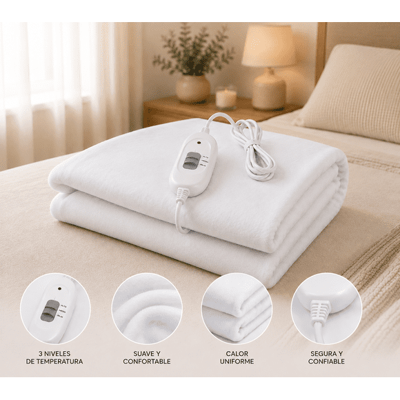 Calienta Cama Eléctrico 2.5 plaza tamaño king Poliéster 2 Niveles Temperatura