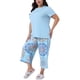 thumbnail image 4 of Agnes Orinda Conjunto de Pijamas de Dos Piezas para Mujer de Talla Grande con Camiseta de Manga Corta y Pantalones Estampados 4X Azul, 4 of 6