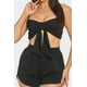 thumbnail image 3 of Conjunto de Top Corto con Lazo Grande en la Parte Delantera, Tirantes Ajustables y Lazo Retorcido, y Shorts con Cintura Elástica Fruncida, Color Negro (para Mujer), 3 of 5