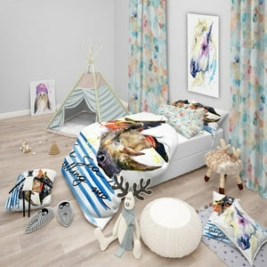 Milsleep - Designart 'Animal Pirata Con Sombrero El Mar Me Llama' Juego De Cama Infantil Moderno