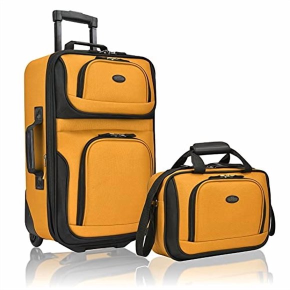 Set de equipaje U.S. Traveler Rio Rugged Fabric Mostaza/Naranja