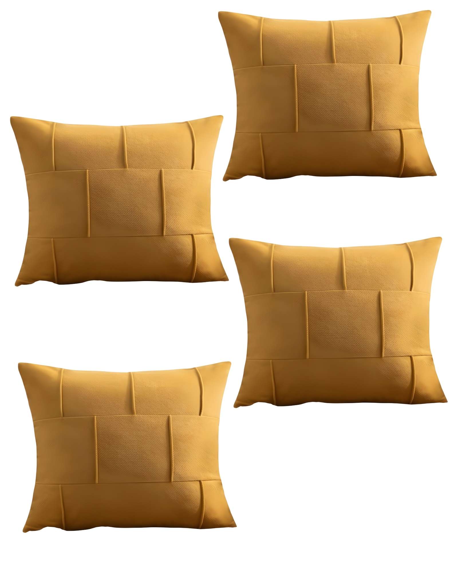 Genérico - Set De 4 Fundas De Cojin Plisada 45X45 Amarillo