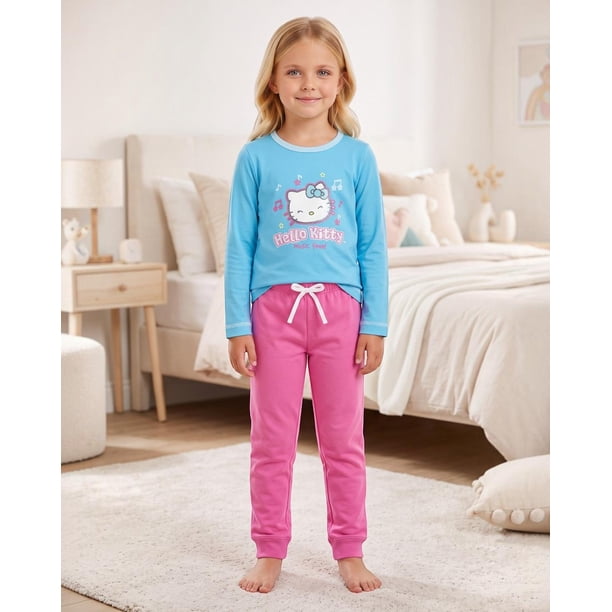 Pijama Niña Hello Kitty Turquesa fucsia 6