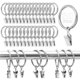 thumbnail image 1 of Paquete de 30 anillas metálicas para cortina con clips, anillas de acero inoxidable para colgar cortinas de ducha, ventanas y puertas, diámetro interior de 32 mm (plateadas)., 1 of 7