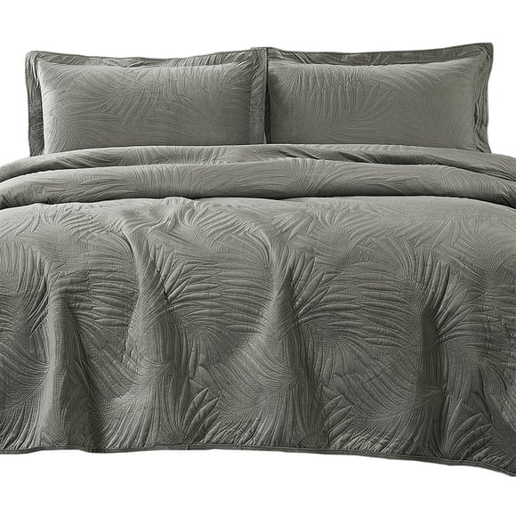 Quilt Liso Velvet Ibiza Gris Acero 1,5 Plazas