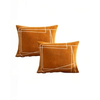 Genérico - Juego De 2 Fundas De Cojin 45Cmx45Cm Bordado De Linea Color Mostaza