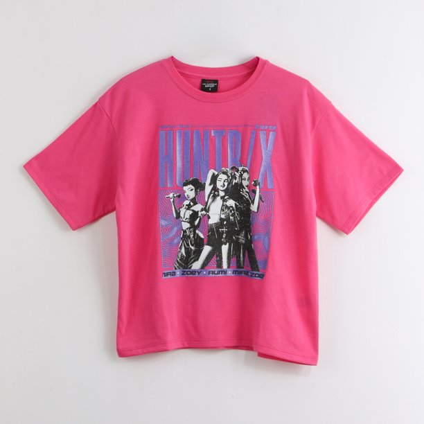 Polera Manga Corta Niña Huntr/x Rosado Kpop Demon Hunters
