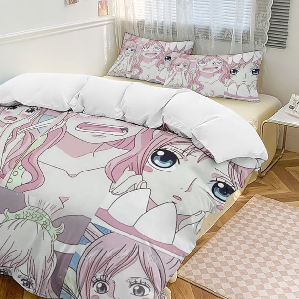 Shirahoshi Bed Duvet Cover Funny Anime Cartoon Bedding Sets Lightweight 3 Piece Comforter Sets