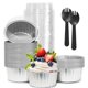 thumbnail image 1 of Moldes de aluminio para cupcakes YOIYINI 50 uds 8 cm plateados con tapas, 1 of 7