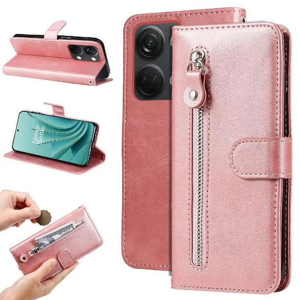 Funda con Cremallera para OnePlus Nord 3, Carcasa Cartera de Cuero PU con Soporte y Tarjetero