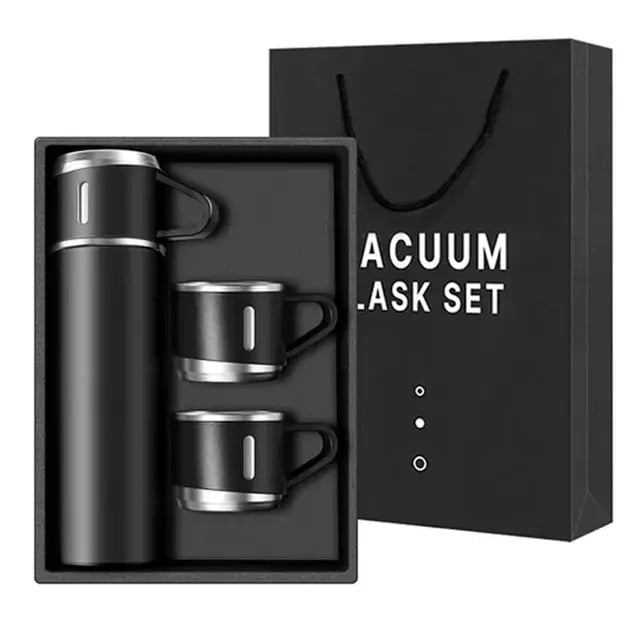 Genérico - Set Termo Caliente Frio Termo Acero Inox + 3 Tazas 500 Ml