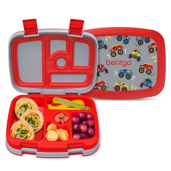 Fiambrera Bentgo Kids Prints, a prueba de fugas, camiones con 5 compartimentos