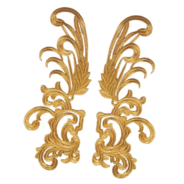 2 piezas de , tela de decoración artesanal de costura, accesorios de disfraces, apliques adhesivos 3D DIY, para graduación, novia, vaq Oro