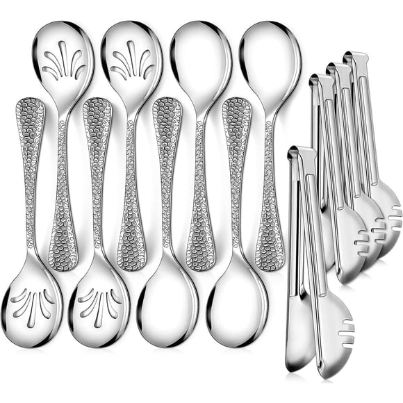Utensilios para servir Teivio 12 piezas acero inoxidable martillado 9.8/9.4
