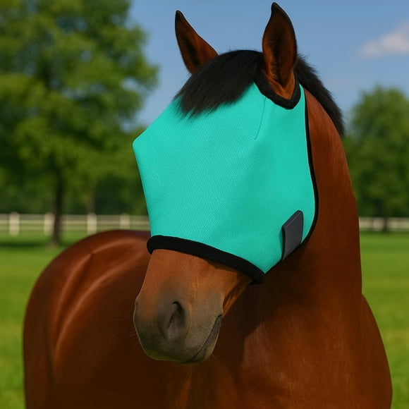 Máscara antimoscas para caballo Yuuigar con protección UV, transpirable y ajustable