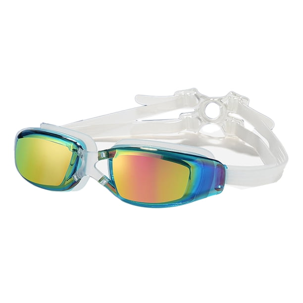 Gafas de natación con montura grande, resistentes al agua y a la niebla, de silicona galvanizada HD para adultos, para hombres y mujeres.