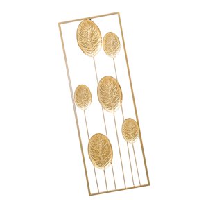 Magideal - Minimalista Metal Wall Art Decor Escultura Colgando Fondo Hojas Arte De La Pared Línea Dibujo Hoja Decoración De La Pared Para Gabinete , Hoja Redonda Izquierda