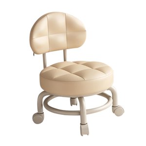 Magideal - Asiento Rodante De Respaldo Bajo, Reposapiés De Sofá De Pu, Taburete De Rodillo De Limpieza Multiusos, Taburete De Pedicura Para Salón, Hogar, Bibliot Caqui