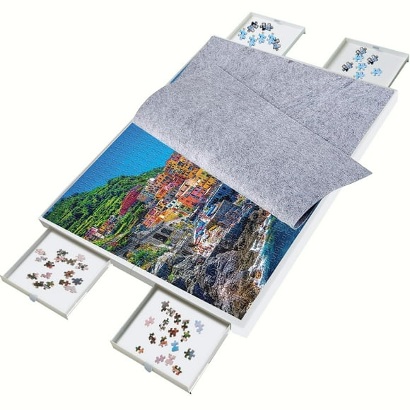Tabla de rompecabezas BZSeed de 1500 piezas con cajones y cubierta, 34 x 26 pulgadas