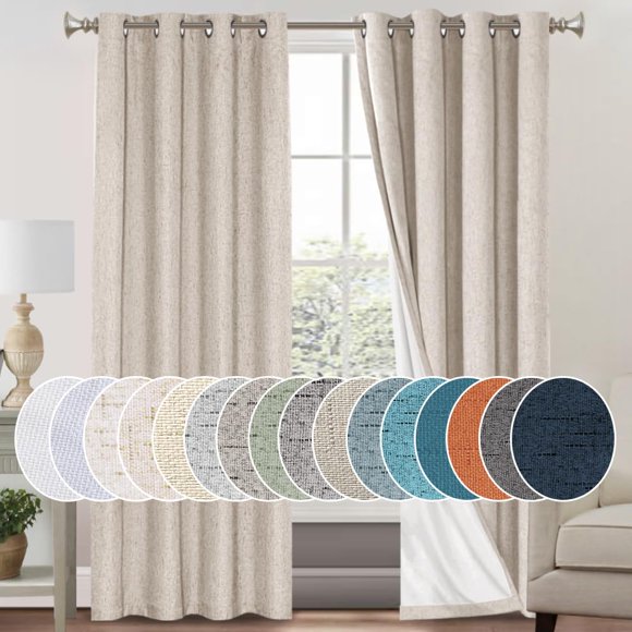Cortinas PrinceDeco Primitive Texturizadas de Lino 100 % Opacas 132 × 244 cm