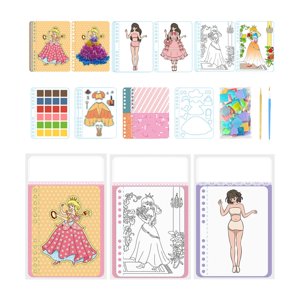 Magideal - Pegatinas De Muñecas De Vestir, Pegatinas De Disfraz De Princesa, Pegatinas De Juguetes Hechas A Mano Para Niñas, Libro De Actividades Para Regalo De Princesa 4 En 1