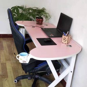 Portal Center - Escritorio Gamer U 140 Cm Con Luces Led Rosado