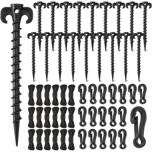 AUGSUN, set de 27 estacas plásticas para inflables de jardín, negro