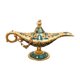 thumbnail image 4 of Lámpara De Aladino Clásica Genie Light Arabian Craft Metal Halloween Decoración Para El Hogar Dorado Azul Claro, 4 of 5
