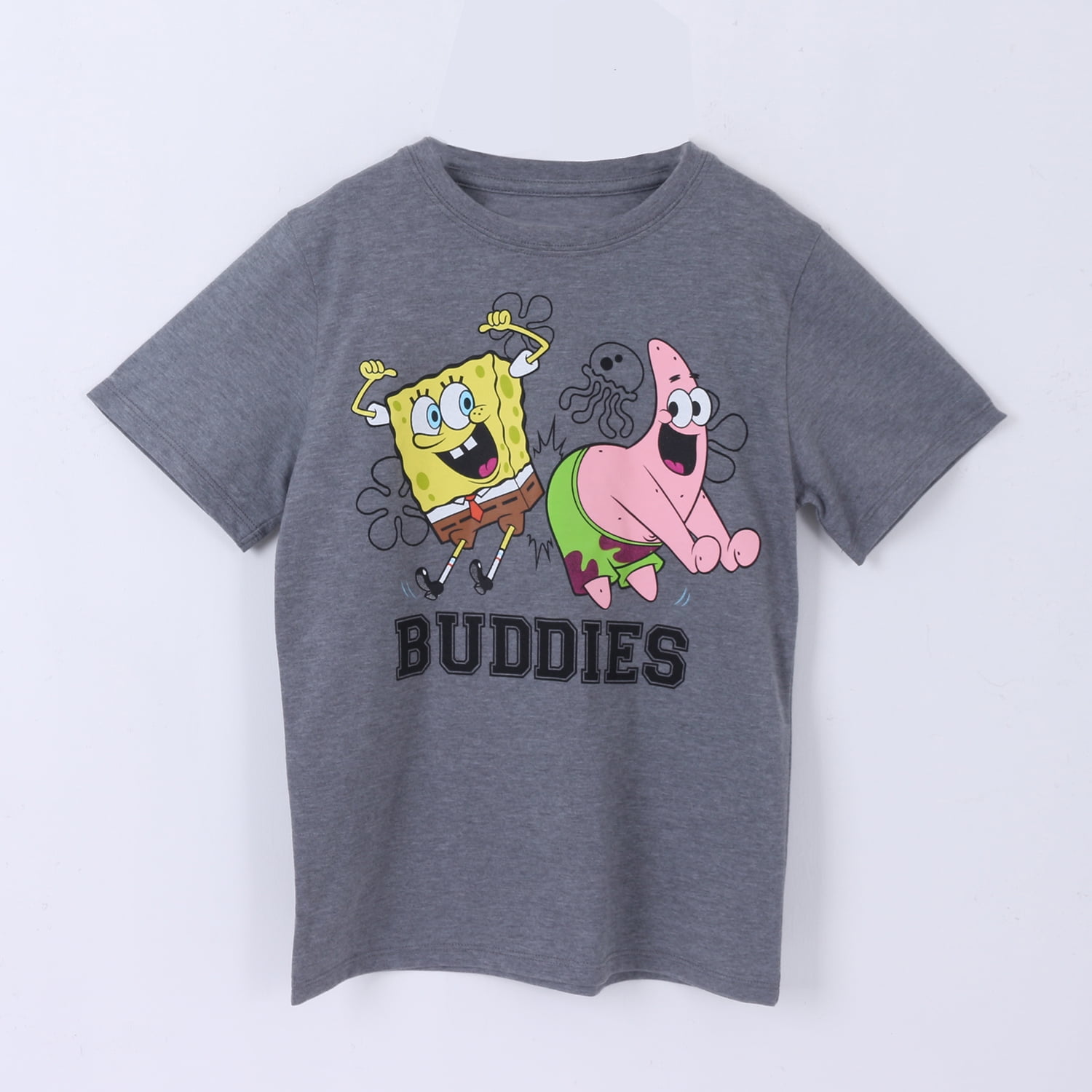 Polera Manga Corta Niño Gris Buddies Bob Esponja