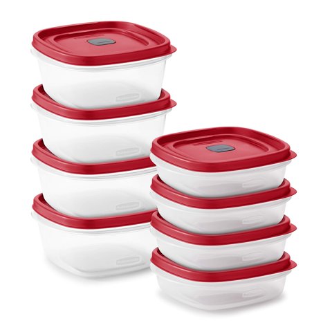 Set De Almacenamiento De Alimentos Rubbermaid, 16 Piezas, Plástico Sin Bpa, Rojo