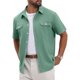 thumbnail image 4 of INSPIRE CHIC Camisas de Lino de Manga Corta con Bolsillos en el Pecho para Hombre, Verano, Playa, Abotonadas, Talla XL, Verde, 4 of 6