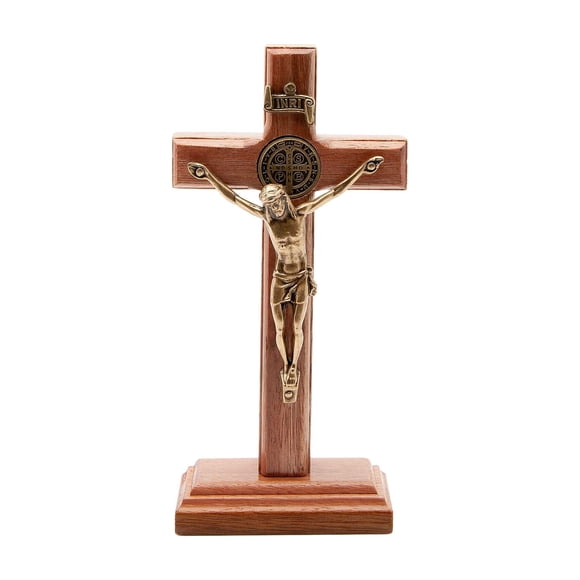 Mesa De Pared Cross 13 Cm Madera Maciza Oro Envejecido