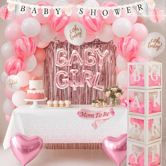 Set todo en uno de Baby Shower Decorations BIMASO Pink para niña
