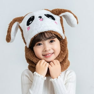 El Edén - Gorro Con Cuello Para Niño/A Diseño Conejo, Invierno Talla M Chocolate