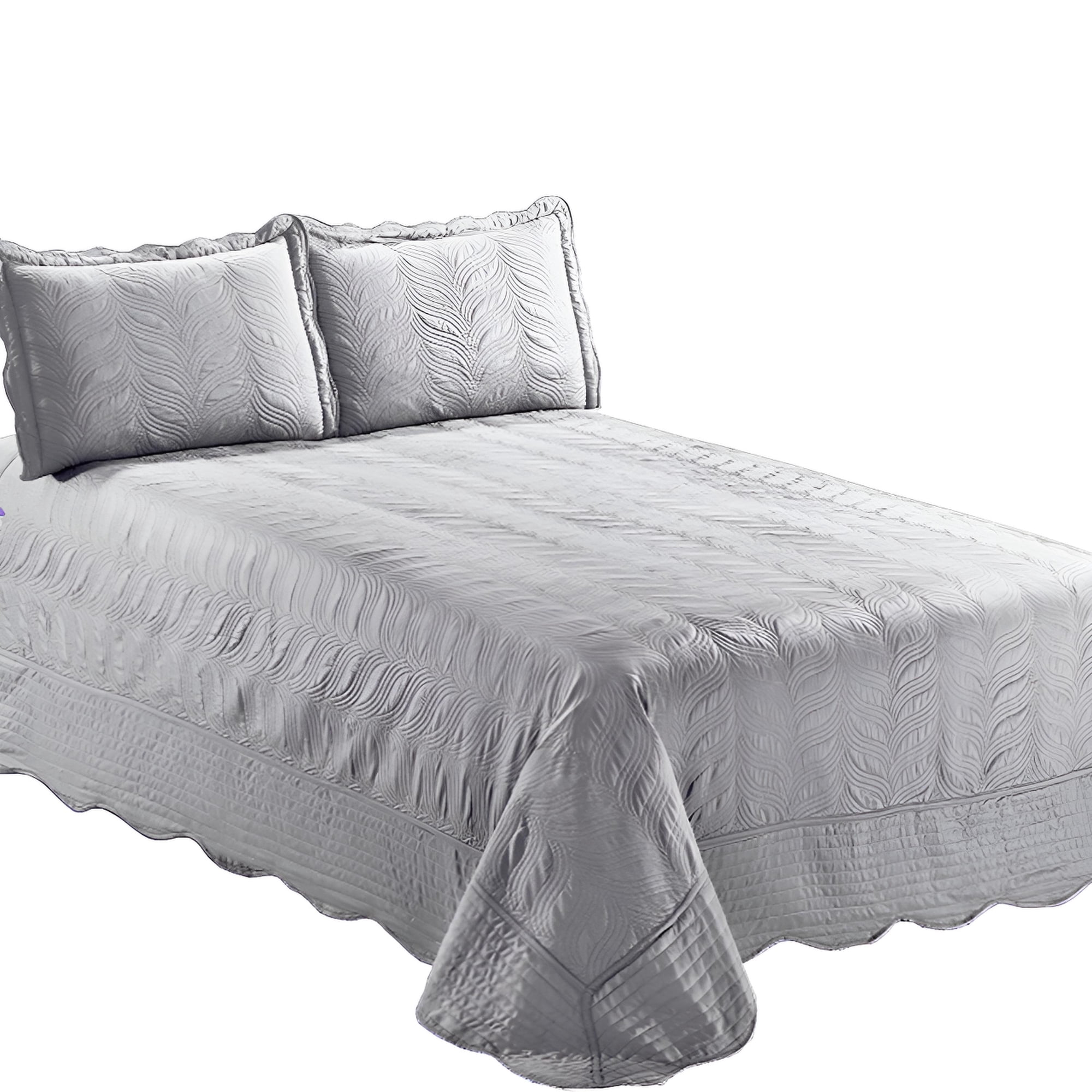 Mallorca - Quilt Bordado Gris Versailles Liso King