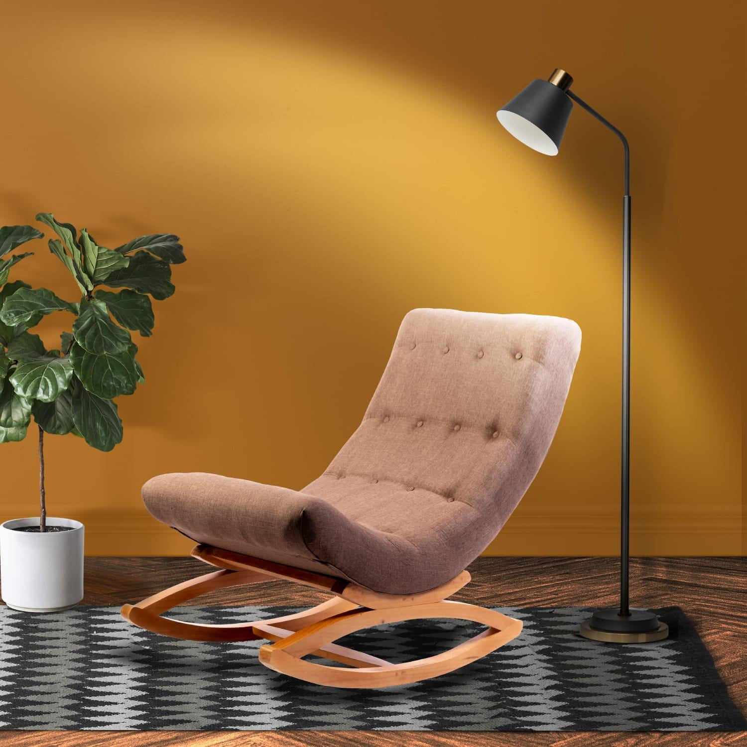 Diseños Valestrini - Silla Mecedora Sin Apoya Brazo Lino Tabaco