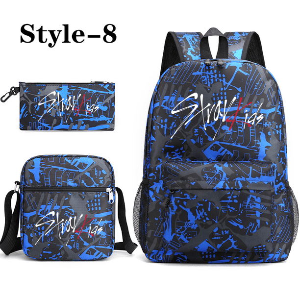New fashion Korean K-POP three-piece backpack teenage school backpack shoulder bag pen bag large capacity schoolbag