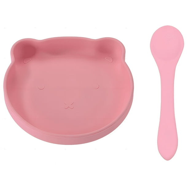 2 Piece Silicone Plates Set With Spoon For Babies Kids Toddlers, Baby Food Plates With Suction, BPA-Free,Microwave, Dishwasher & Oven Safe-Infant Feeding Bowls
