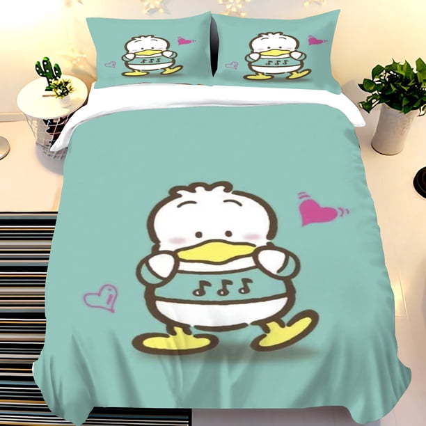 v2250 Bed Sheets Duck Quilt Cover Pekkle Anime Cartoon Duvet Skin-Friendly And Breathable Cute Printed Comforter Warm Bedding 3-Piece Bedding Set (1 Duvet Cover + 2 Pillow Shams) Bed Sheets ju2250